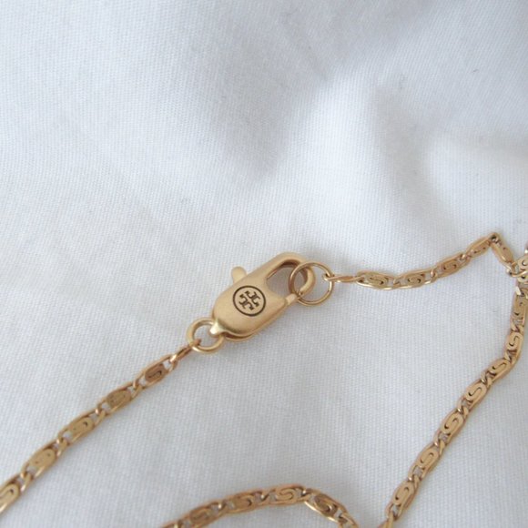 SOLD 💙 TORY BURCH Gold Heart Locket Necklace Jewel Encrusted Pendant NEW! - Picture 6 of 8